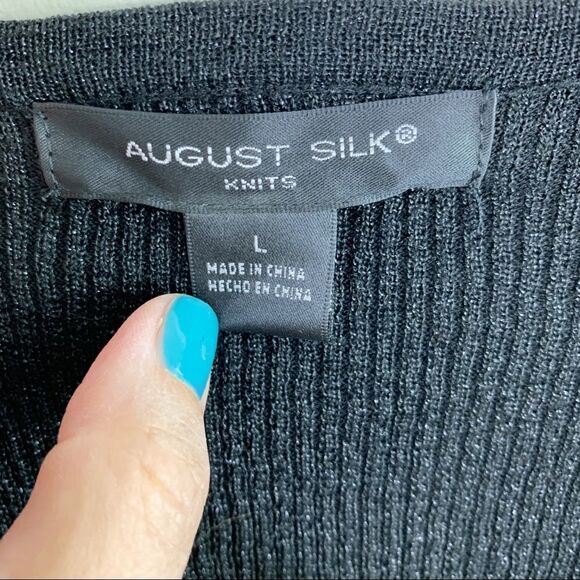 Faux Ribbed Cardigan Metallic Black August Silk - Picture 5 of 10